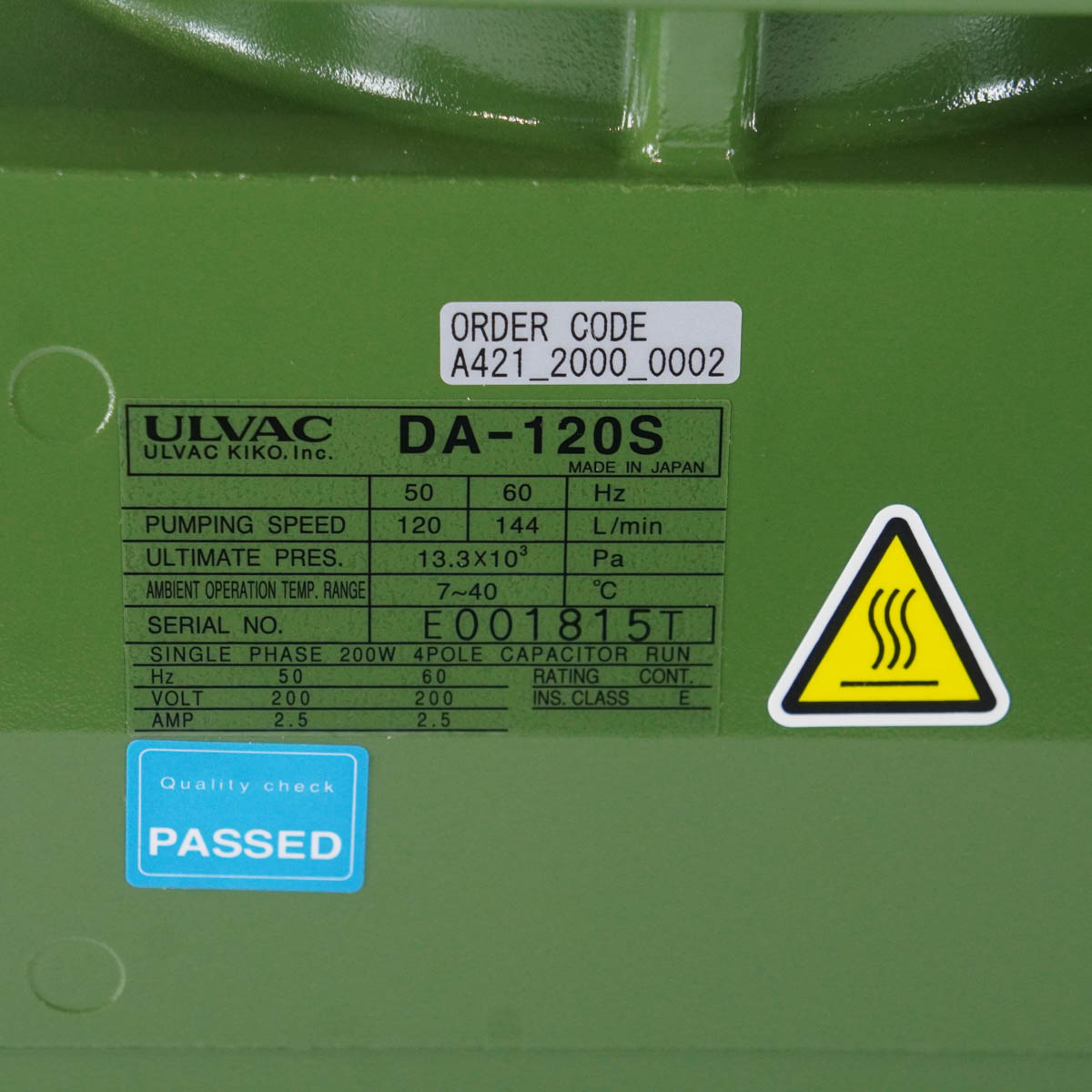 DW]USED 8日保証 未使用品 ULVAC DA-120S ダイアフラム型ドライ真空ポンプ VACUUM PUMP 50Hz 60Hz 取扱説明書  [04863-0001] 工具,工具その他(Others) 中古販売分析機器計測器総合商社ディルウィングス